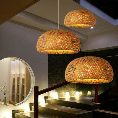 Rustic Rattan Basket Lamp Shade Chandelier