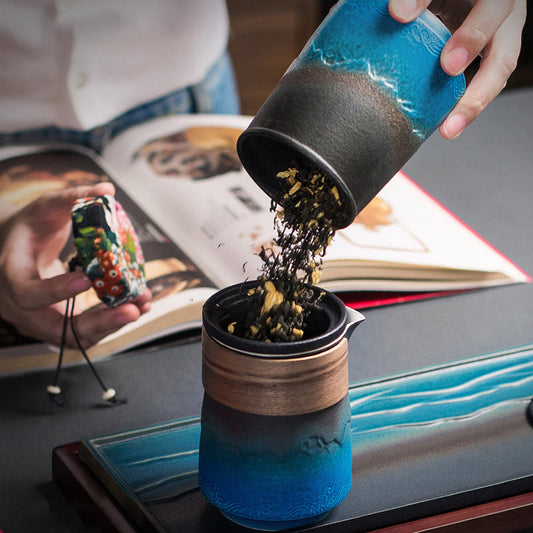 Retro Tea Container Ceramics Luxury Pot Sealed Pot Small Smell Proof