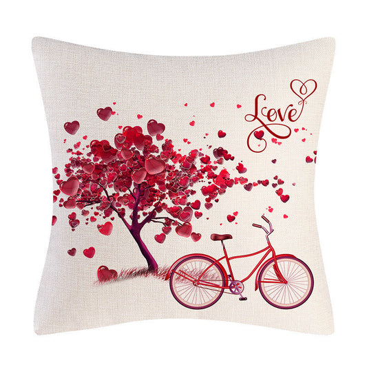 Valentine's Day Linen Throw Pillowcase Gift