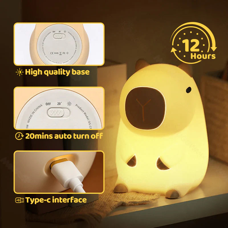 Capybara Squishy Night Light - Perfect Gift