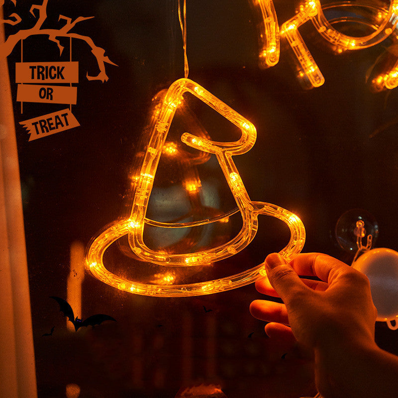 Halloween Window Hanging Lights | LED Spider, Pumpkin & Ghost Decorations